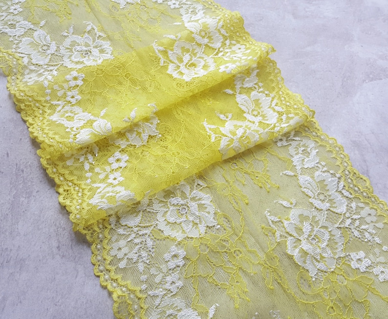 Yellow Stretch Lace Trim Wide Floral Elastic Lingerie Lace Etsy