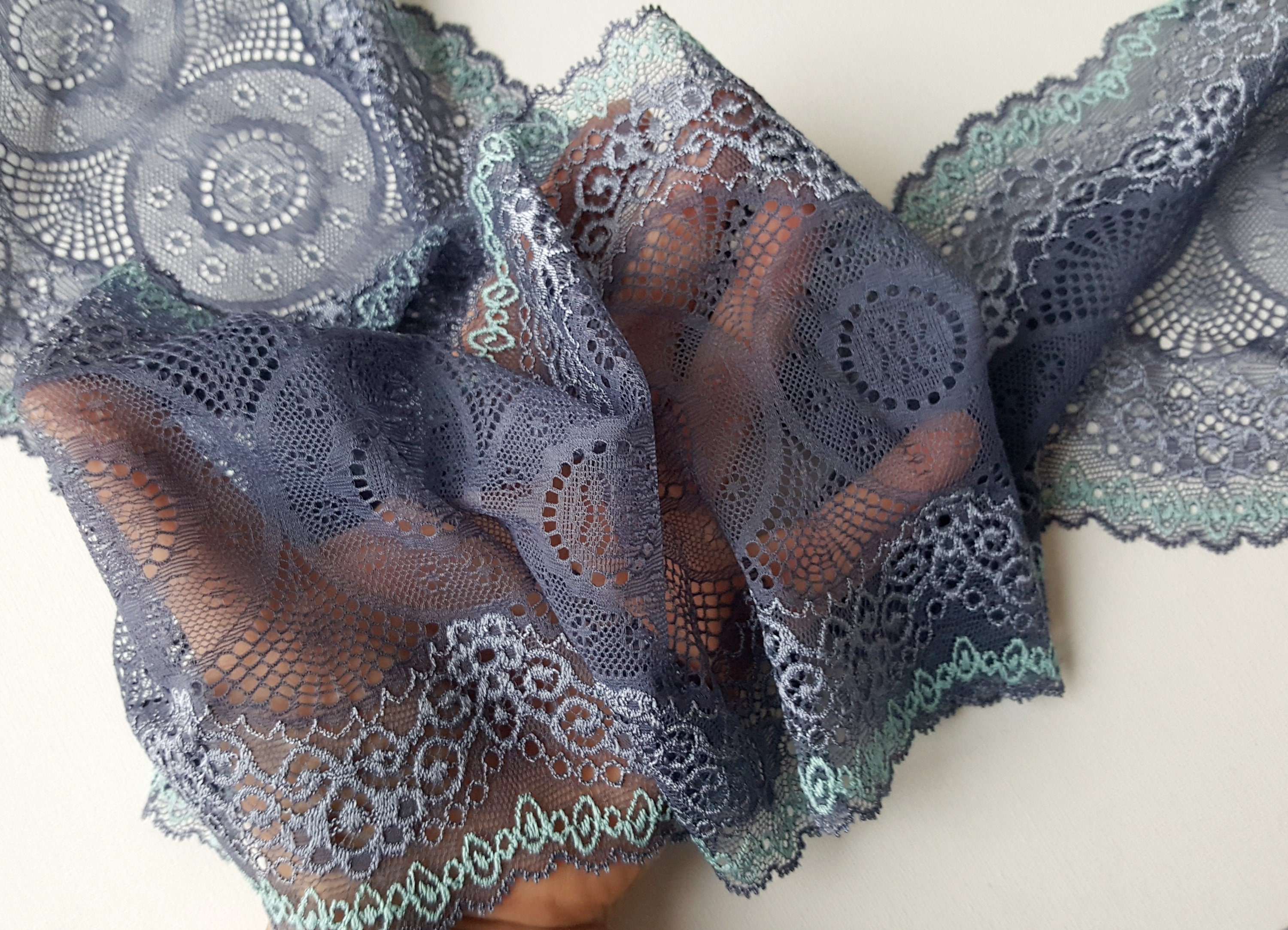 Gray Wide Elastic Lace Lingerie Sewing Stretch Lace Trim Etsy