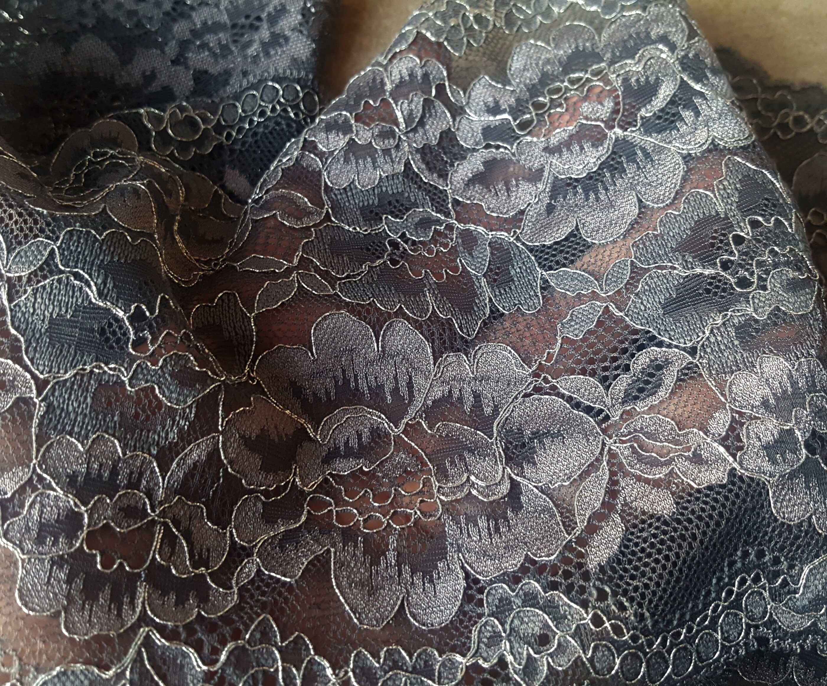 Gray Silver Stretch Lace Trim Elastic Lace Fabric Intimate | Etsy