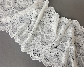 Off-White Lingerie Stretch Lace Trim, Elastic Lace Bra Making width 21.5 cm / 8.5", Nr 267