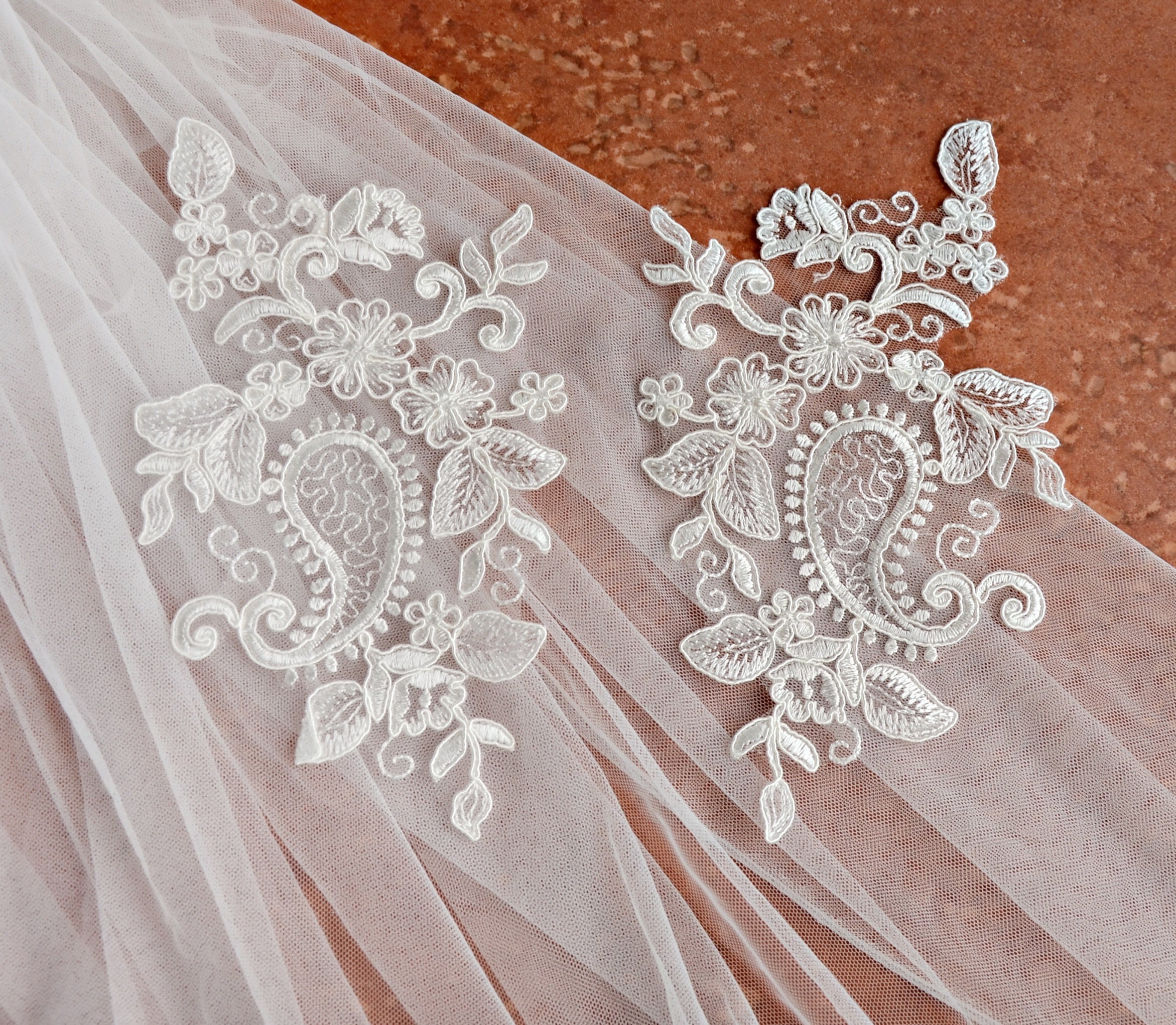 Ivory Applique Lace Pair Wedding Appliques AP024 | Etsy