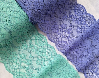 Clover Stretch Lace Trim, Lilac Lingerie Lace, Bra Making, width 6.5" / 16.5 cm, Nr 829/830