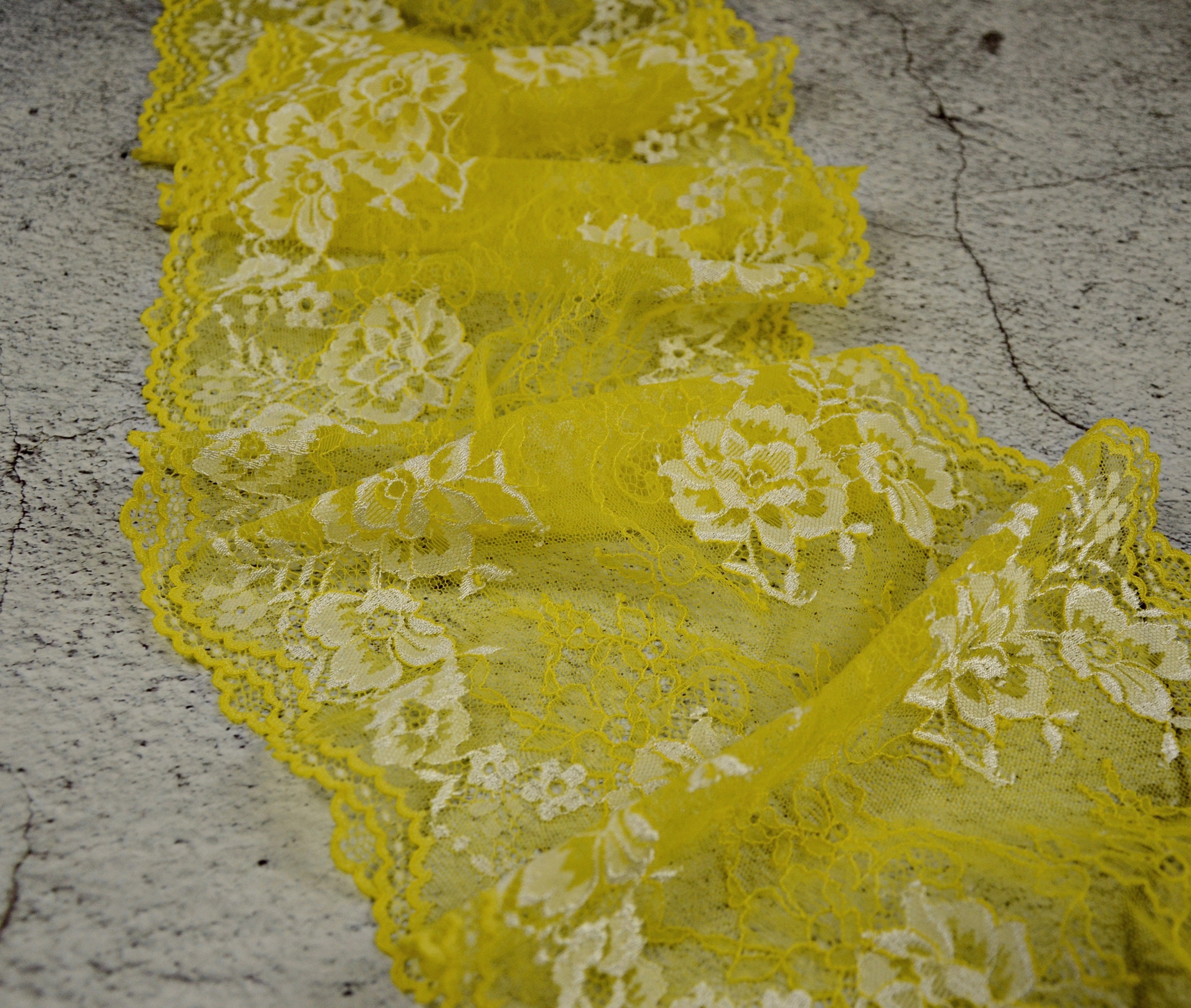 Yellow Stretch Lace Trim Wide Floral Elastic Lingerie Lace Etsy