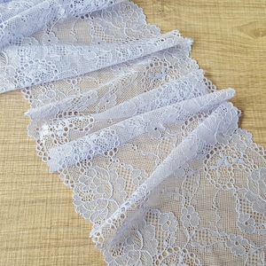 Lilac Floral Stretch Lace, Lingerie Lace Trim width 18 cm / 7.08&quot;, Nr Q2392