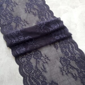 Wide stretch lace trim, Floral elastic lace, Bra making, width 24 cm / 9.4&quot;, Nr Q4024
