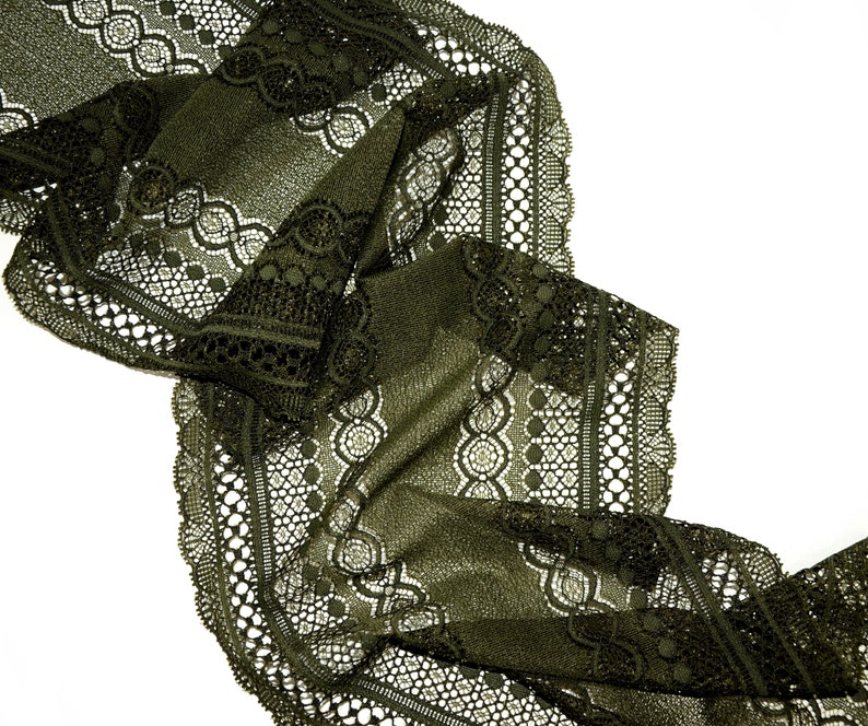 Dark Green Stretch Lace Trim Elastic Lace Fabric width 23.4 Etsy