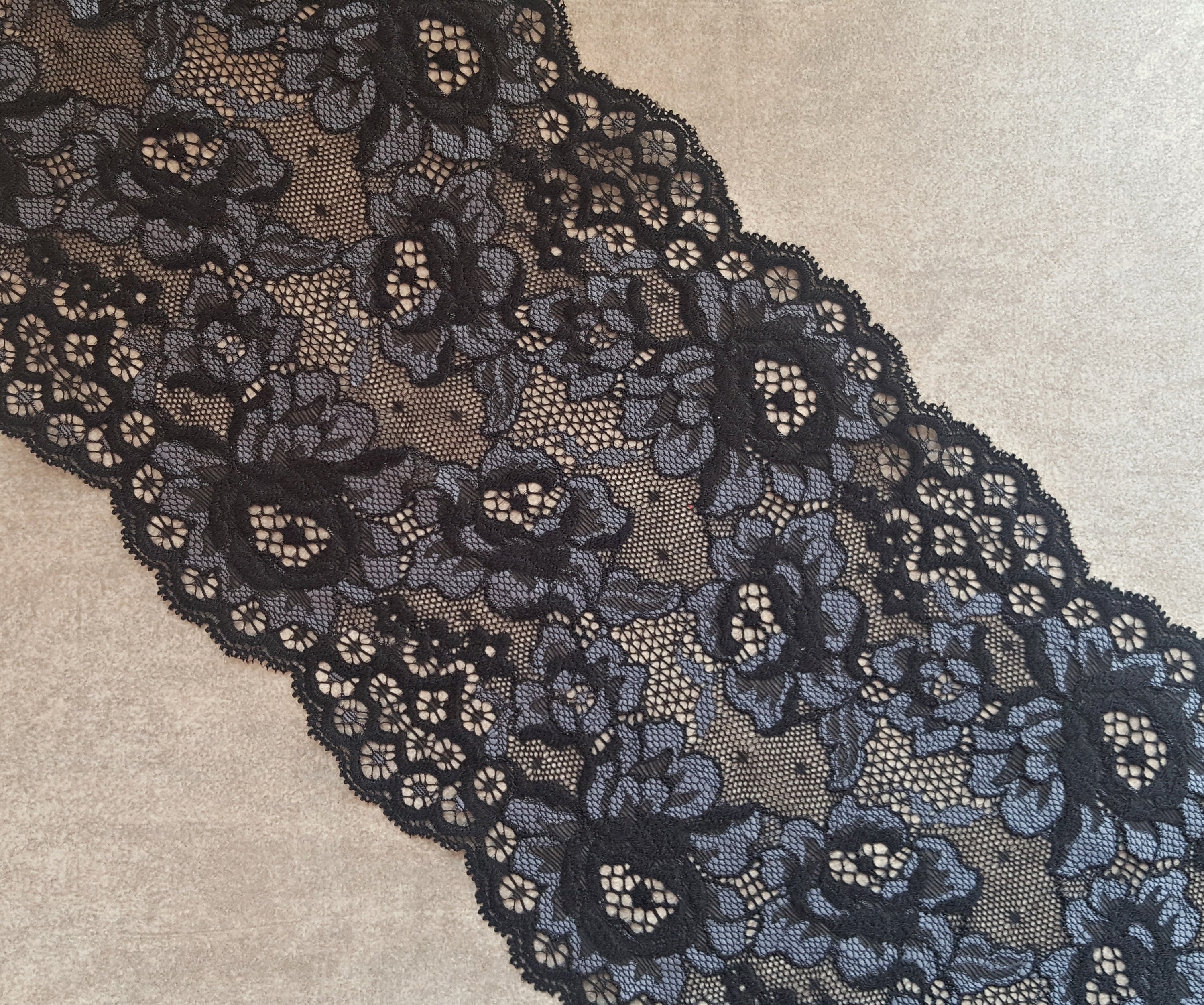 Lingerie Sewing Stretch Lace Trim Black Gray Elastic Lace Etsy