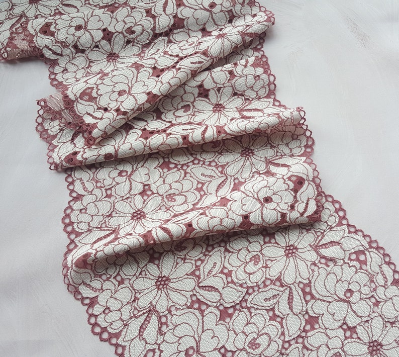 Floral stretch lace trim for lingerie sewing, elastic lace fabric bra making