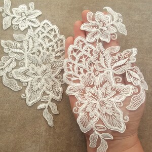 Off-White Bridal Applique, Wedding Embroidery Lace Appliques, AP026