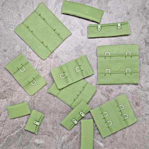 2x2 Olive Green Bra Making Hook and Eye Closures, Lingerie Making Supply, 1x2 Bralette Closure, Adjustable Fastener, K509, K510, K503