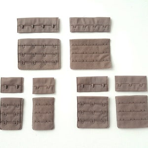 Dark Grayish Brown Bra Making 3x4 Hook and Eye Closures, 3x2 Bra Adjustable Fastener, 3x3 Bralette Closure, K582, K583, K584