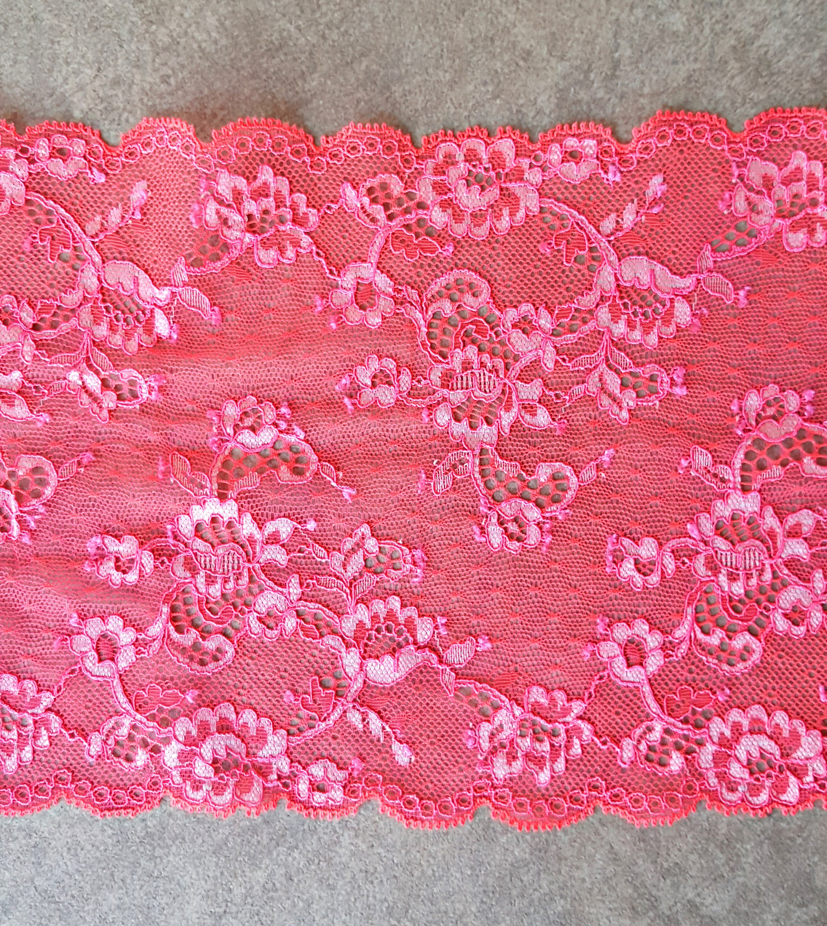 Neon red stretch lace Lingerie lace trim French lace bra | Etsy