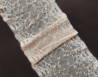 Beige Lingerie Lace Trim Bra Making Stretch Lace, Floral Elastic Lace, 19 cm / 7.48" Wide, Nr 142