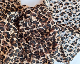 Leopard print stretch lace trim, Cheetah print elastic lace, Panthera Printed lace fabric width 22 cm / 8.6", Nr 798