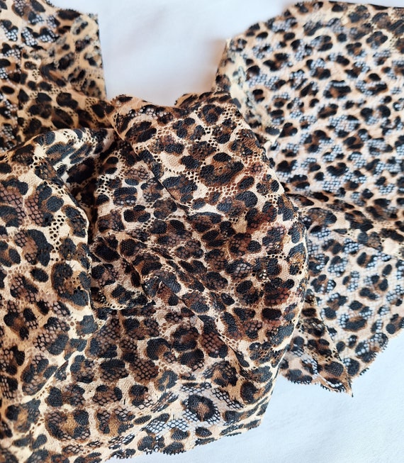 Leopard Print Stretch Lace Trim, Cheetah Print Elastic Lace, Panthera  Printed Lace Fabric Width 22 Cm / 8.6, Nr 798 
