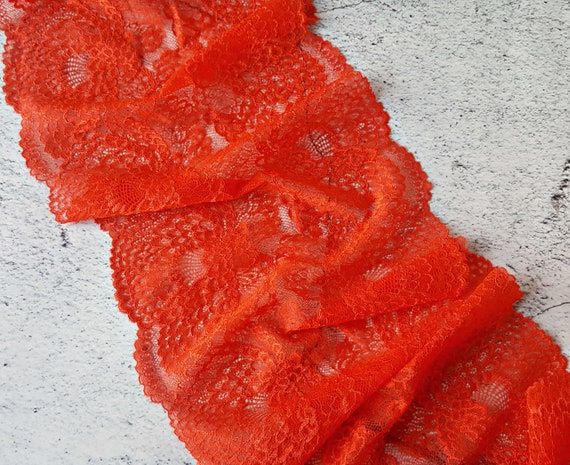 Red stretch 2024 lace trim