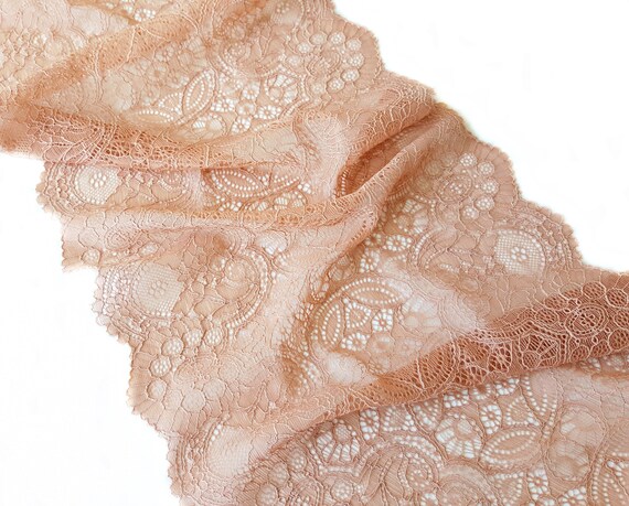 Ochre Elastic Lace Trim Wide Stretch Lace Bra Making Width 23.7