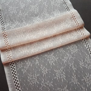 Beige Stretch Lace Trim, Vintage Style Elastic Lace, width 23 cm / 9&quot;, Nr Q5165