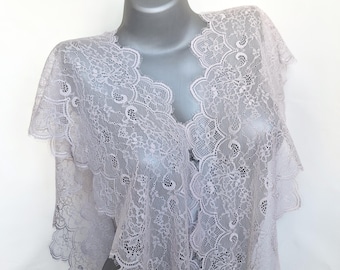 Dusty Lilac Eyelash Lace Trim, Floral Stretch Lace for Lingerie Sewing, 22 cm / 8.6" Wide, Nr 811