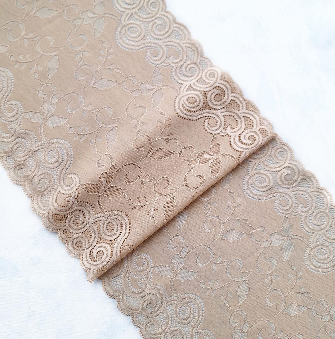 Beige Stretch Lace Trim, Vintage Style Elastic Lace for Bra