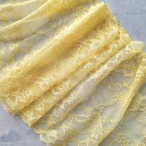 Yellow Lace Trim, Nonelastic Wide Floral Lingerie Lace width 23 cm / 9.05", Nr Q2283