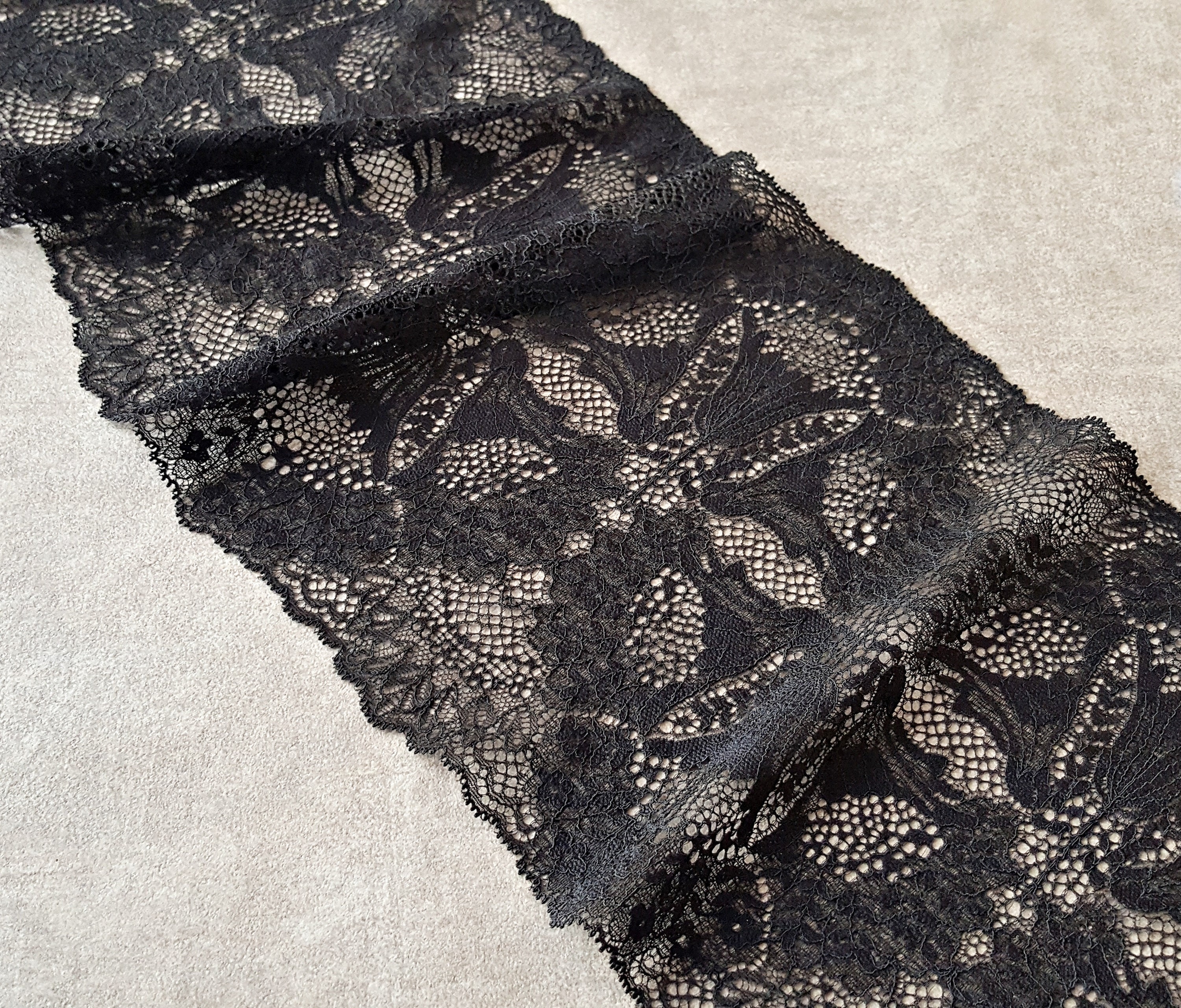 McKee Black Sunflower Re-Embroidered Stretch Lace - Lace - Other Fabrics -  Fashion Fabrics