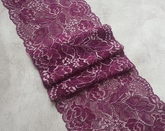 Violette Stretch Spitze, Elastische Florale Spitze für BH, Breite 17.5 cm, Nr 709