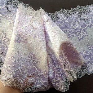 Stretch Lace Trim for Lingerie, Lilac Elastic Lace Fabric, width 20 cm / 7.87&quot;, Nr 679