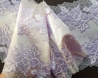 Stretch Spitzenband für Dessous, Elastische Spitzenborte in Flieder, Breite 20 cm, Nr 679