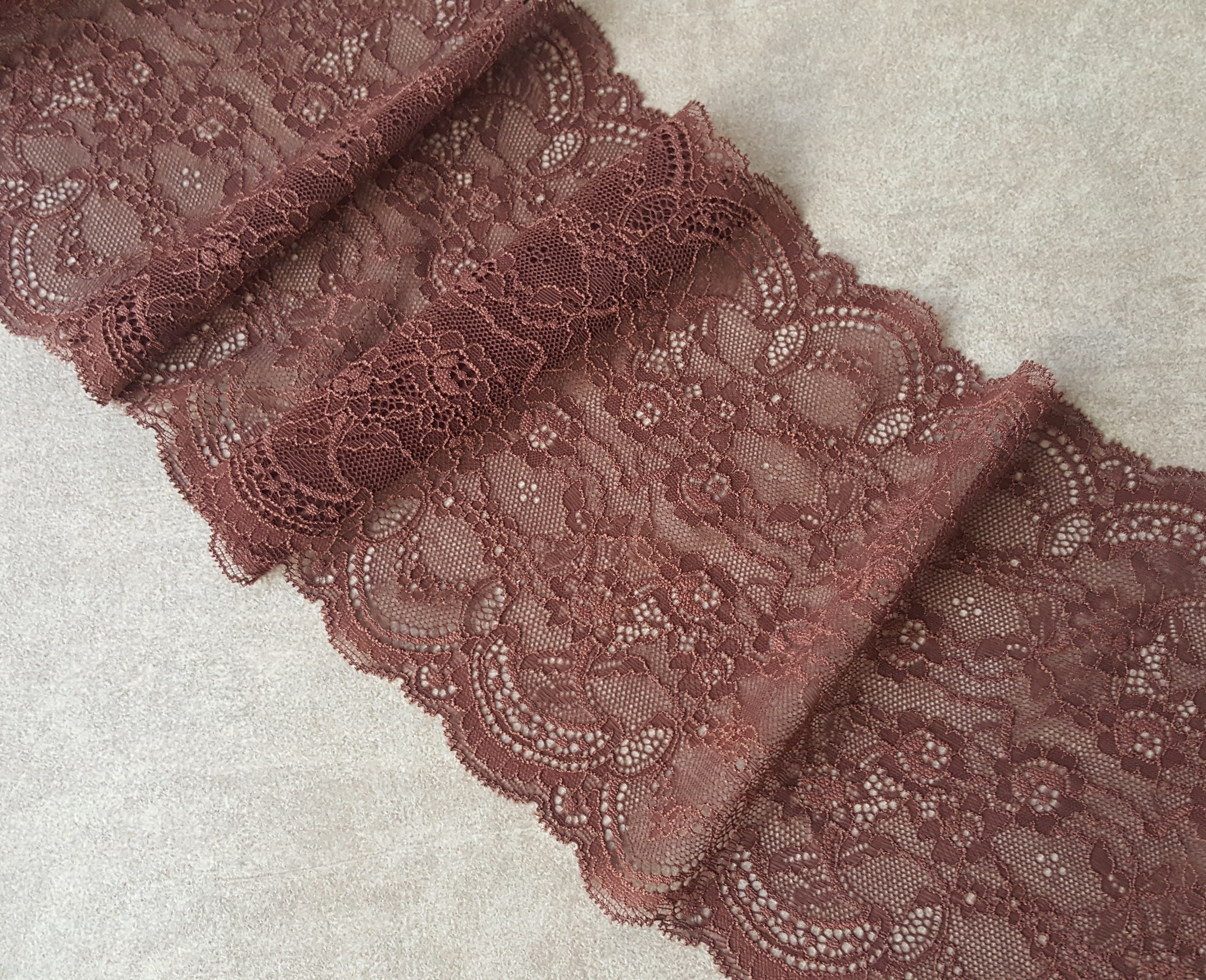 Lingerie Sewing Stretch Lace Trim Brown Floral Wide Lace Bra Etsy