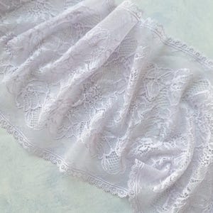 Floral Stretch Lace Trim, Light Lilac Lingerie Lace, Bra Making Elastic Lace width 21 cm / 8.26&quot;, Nr 123