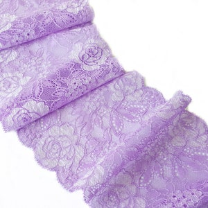 Lavender Stretch Lace Trim, Bra Making, Elastic Lace, width 12.6 cm / 4.9&quot;, Nr Q4167