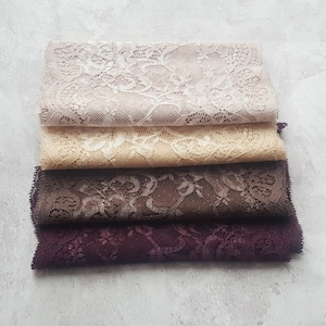 Floral stretch lace trim, Wide elastic lace, width 20 cm / 7.87&quot;, Nr 720, 721, 722, 723