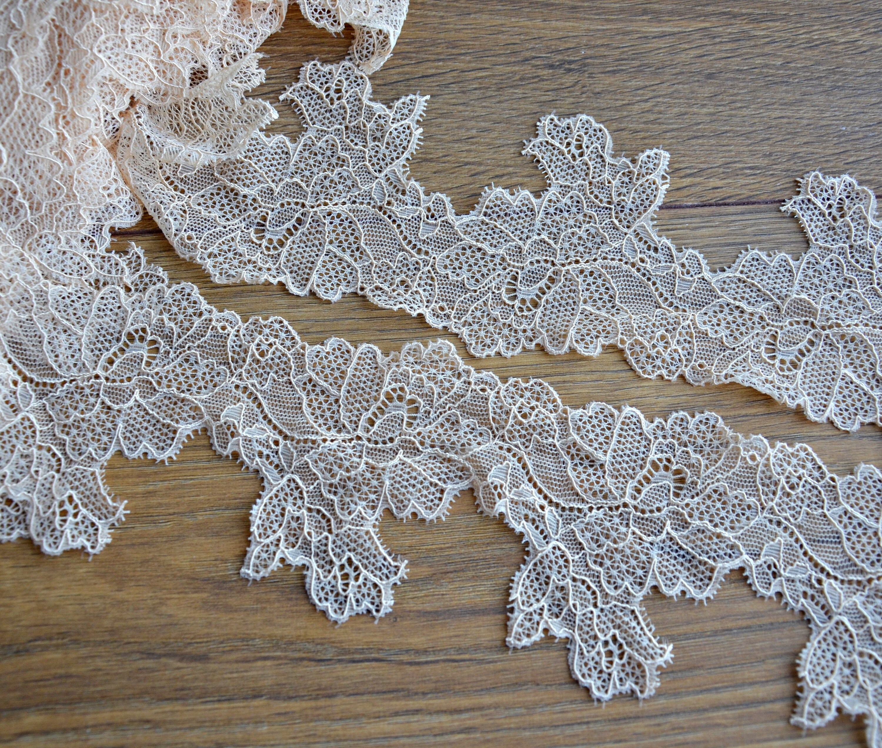 2.18 Yards Beige Stretch Lace Trim Scalloped Edge Lace | Etsy