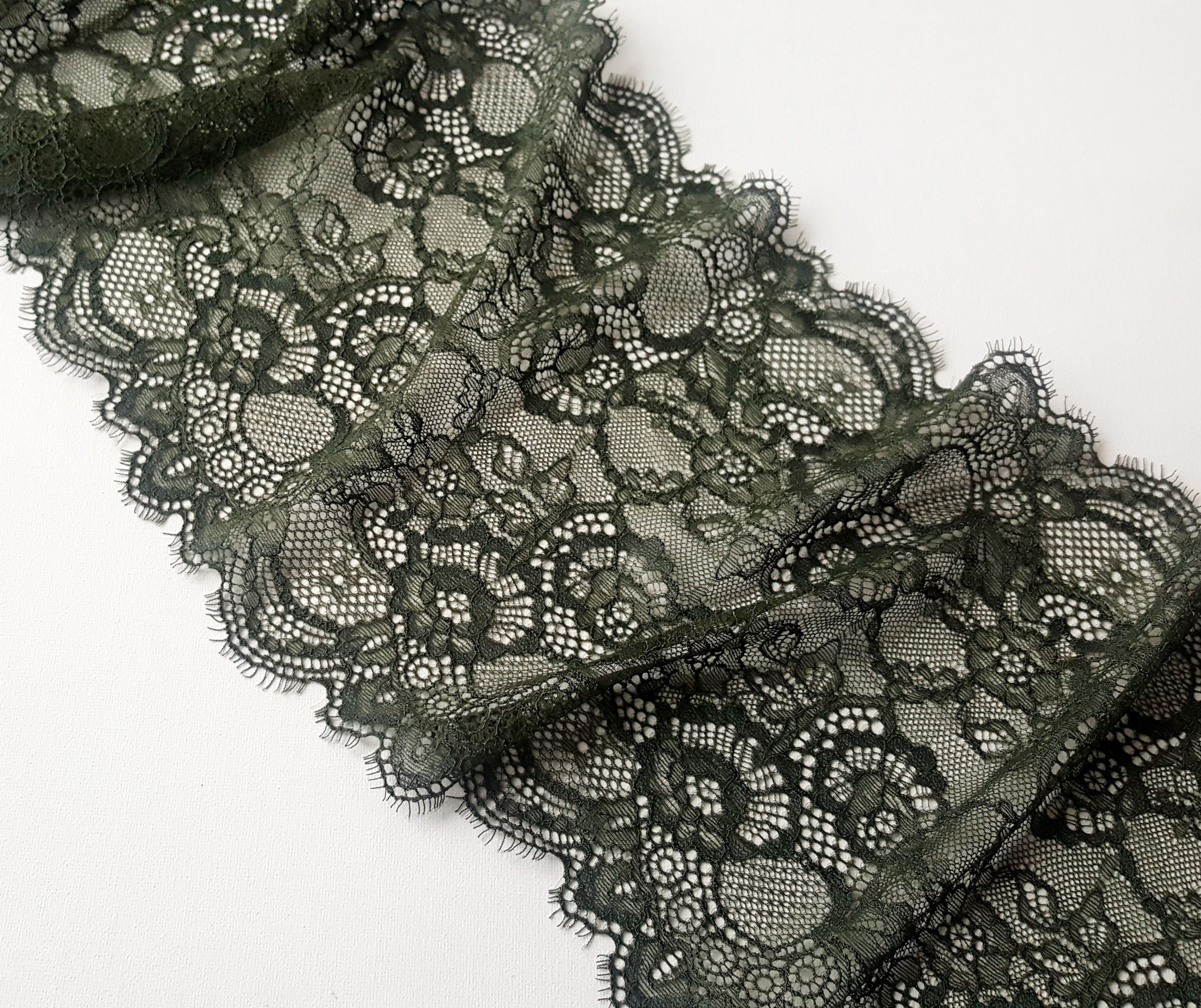 Olive Green Lace Fabric 