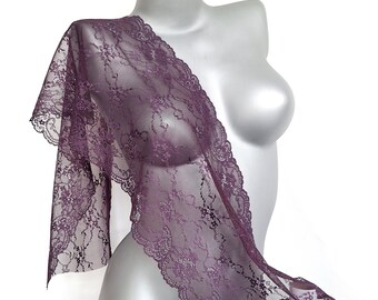 Purple Violet Lingerie Stretch Lace Trim, Floral Galloon Lace, Elastic Scalloped Lace, By The Meter 23.4 cm / 9" Wide, Nr 057