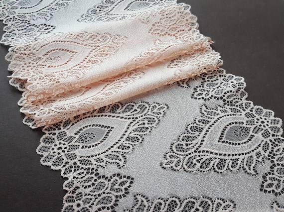 Peach stretch best sale lace fabric