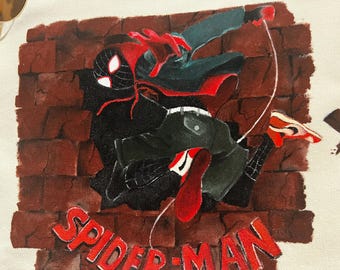 Superhero tote bag, Miles Morales Canvas  Bag tote bag