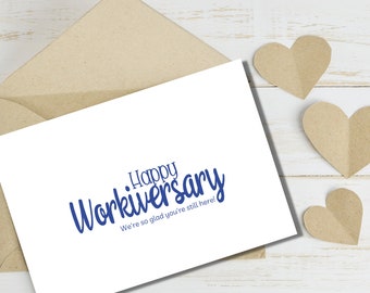 Happy Work Anniversary - Happy Workiversary -Employee Recognition - Employee Thank You - Instant Download PDF - Card Template - Rina Paperie