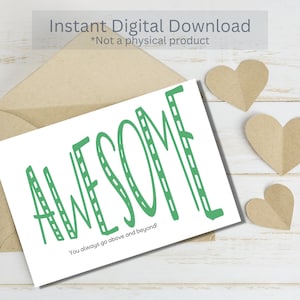 Incrível - Reconhecimento de funcionários - Cartões de trabalho - Obrigado de funcionários - Cartão de agradecimento - Download instantâneo de PDF - Modelo de cartão - Rina Paperie