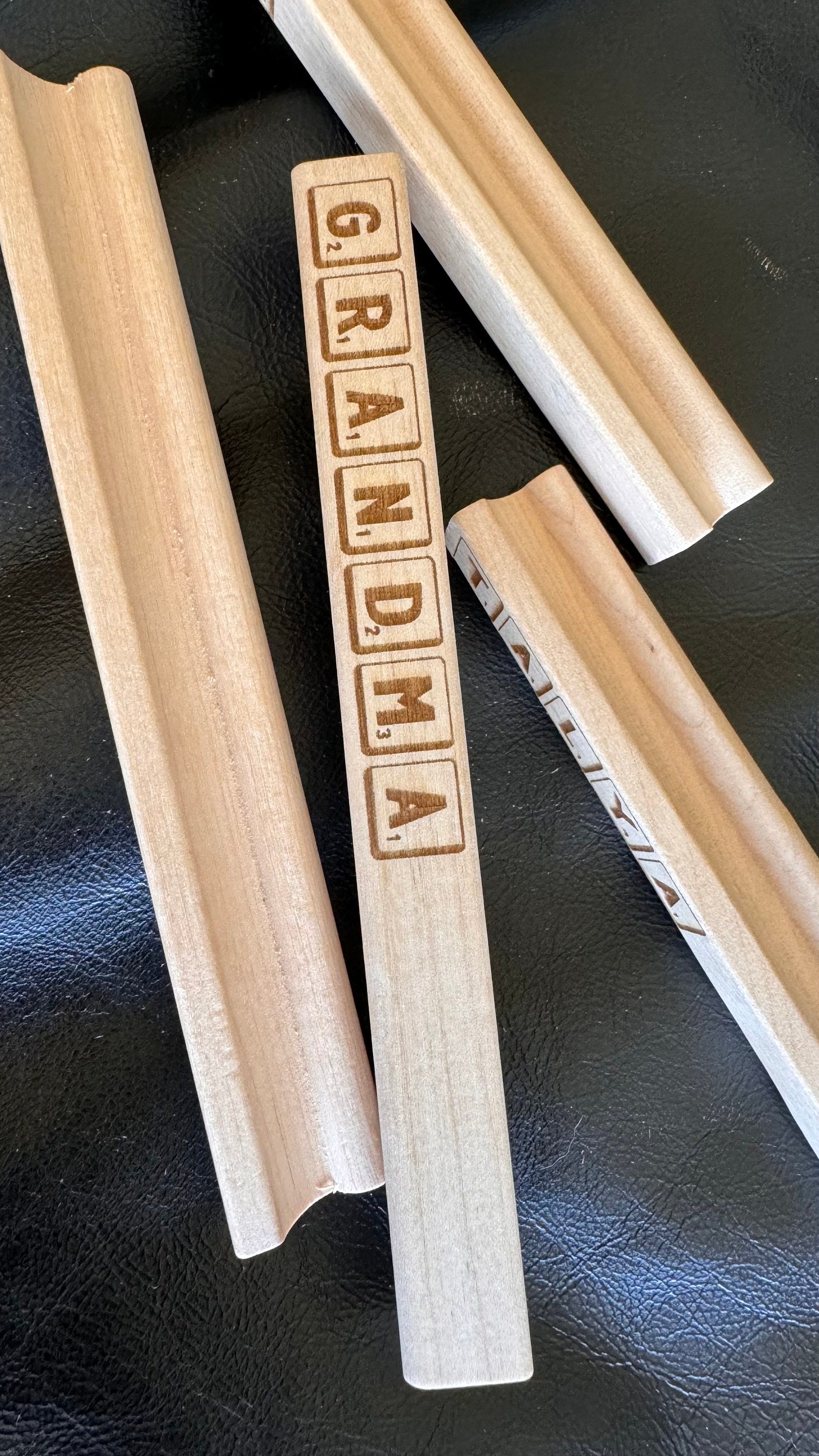 Personalized Scrabble Rack Tile Holder, Custom Name Laser Engraved Wood ...