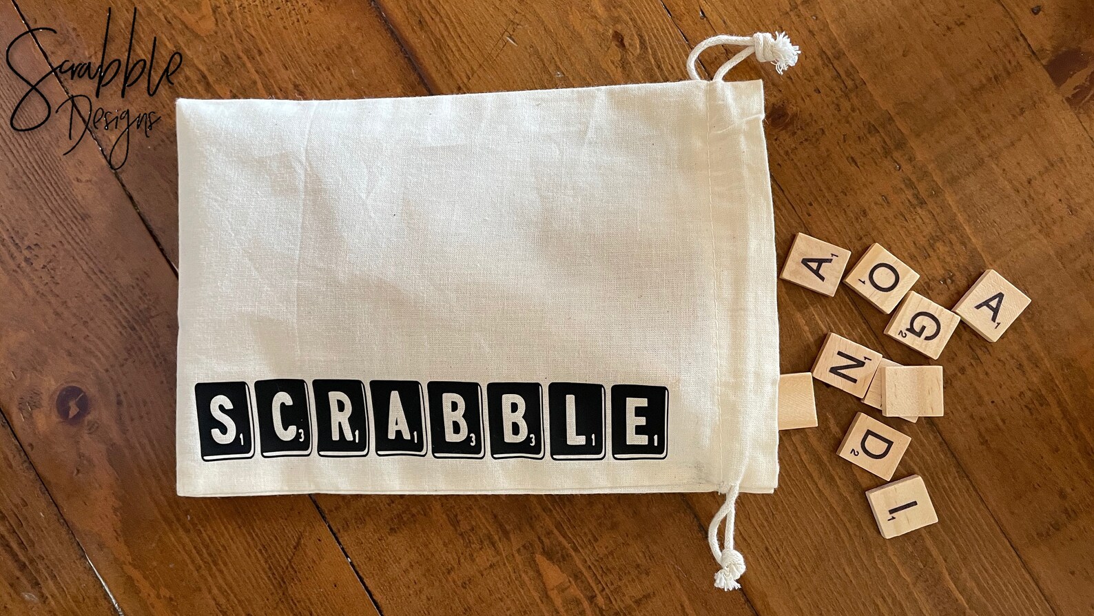Scrabble tiles bag Drawstring muslin bag to hold your Etsy