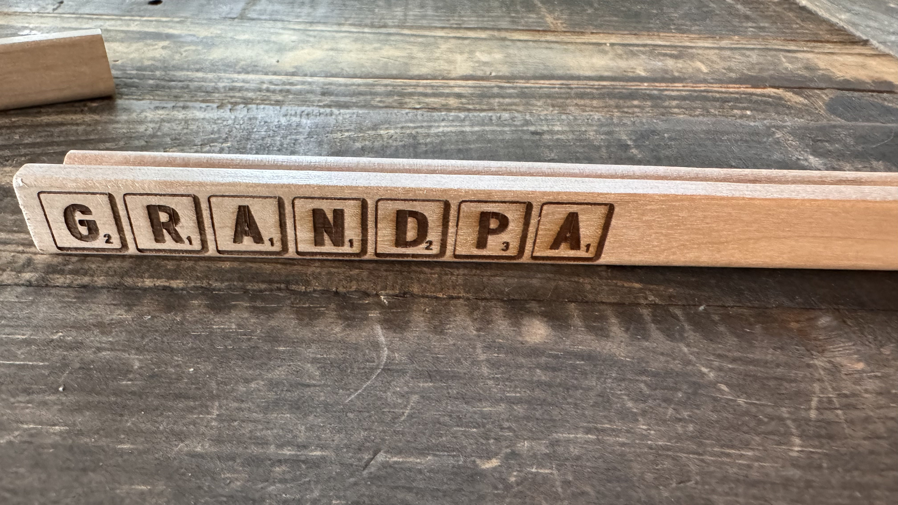 Personalized Scrabble Rack Tile Holder, Custom Name Laser Engraved Wood ...