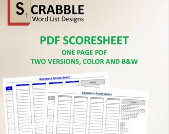 x PDF Scrabble Scoresheet -- one page - print over and over