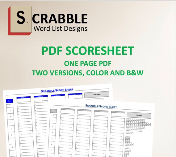 Download PDF Scrabble Scoresheet one page print over and over | Etsy