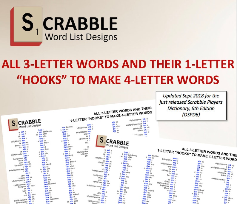 PDF Scrabble Word List Cheat Sheet: 3 Letters Words and Their - Etsy