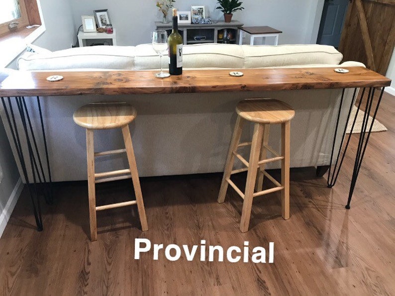 Reclaimed Wood Bar Table With Hairpin Legs Custom Sofa Image 0