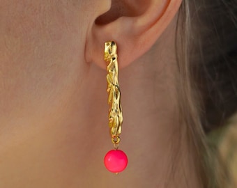 Neon Earrings Gold Women Colorful Dangle Drop Statement Earrings Funky Maximalist Dopamine Y2K Festival Birthday Gift for Her