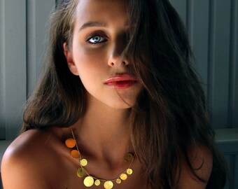 Gold Coin Necklace Statement Choker 