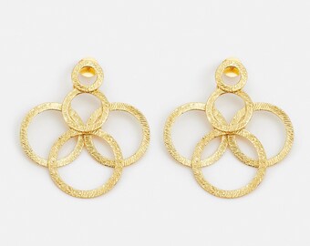 Boucles d'oreilles géométriques en or, tendance contemporaines, créoles à plusieurs maillons, grande grande surdimensionnée, unique, texturée, contemporaine, moderne, audacieuse, abstraite